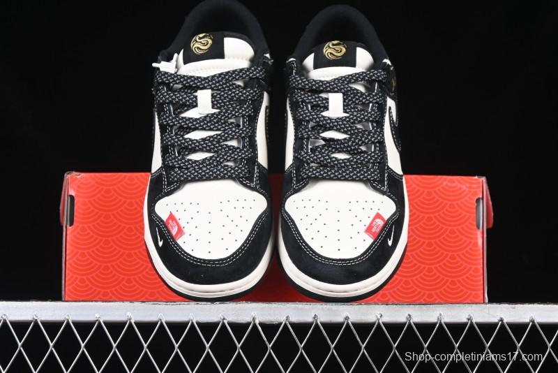 Nike SB Dunk Low The North Face Year of the Snake Black White Black Swoosh Anniversary Custom Low-Top Casual Sneakers - FC1688-210