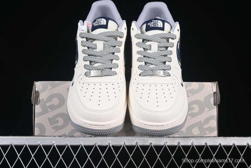 Nike Air Force 1 '07 Low The North Face Collaboration Grey Blue Double Swoosh Casual Sneakers - XS1958-520
