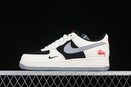 Nike Air Force 1 '07 Low Stussy Collaboration Beige Grey Black Low-Top Casual Sneakers - XZ6188-766