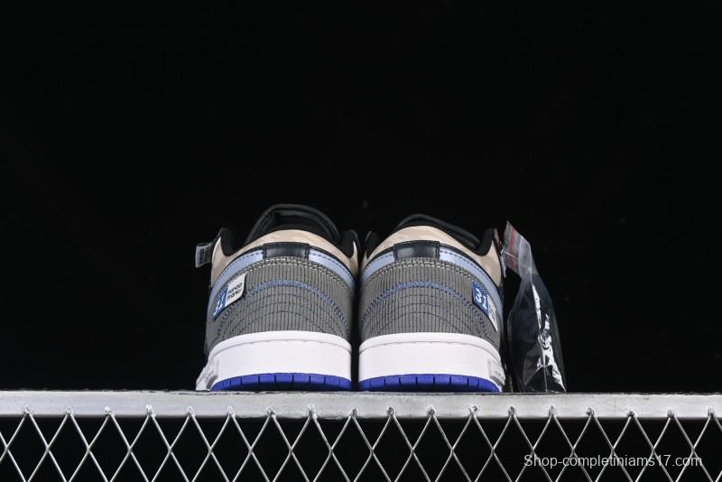 Nike Air Jordan 1 Low Retro Basketball Shoes with Panda Mischief Skyline Design - 553558-154