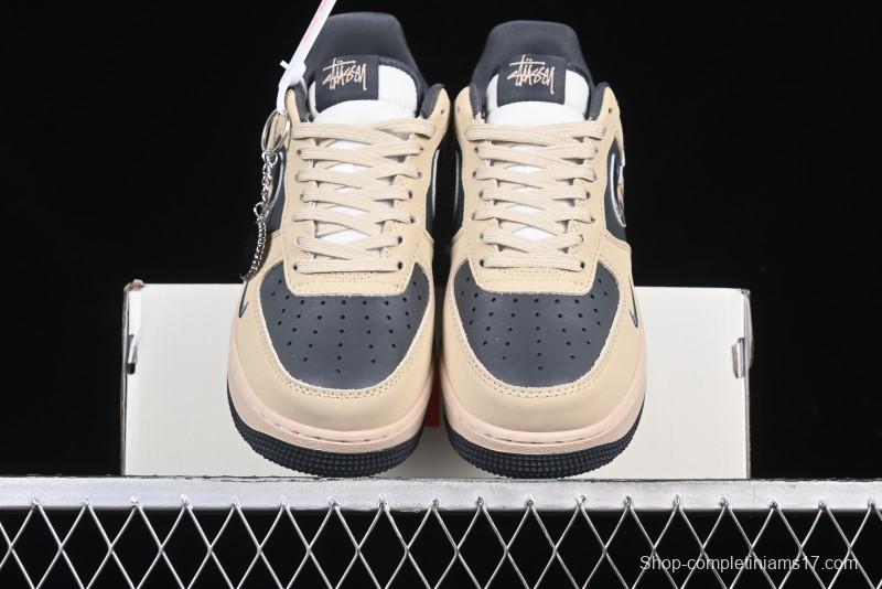 Nike Air Force 1 '07 Low Stussy Collaboration Grey Fog Swoosh Low-Top Casual Sneakers - KK1988-033