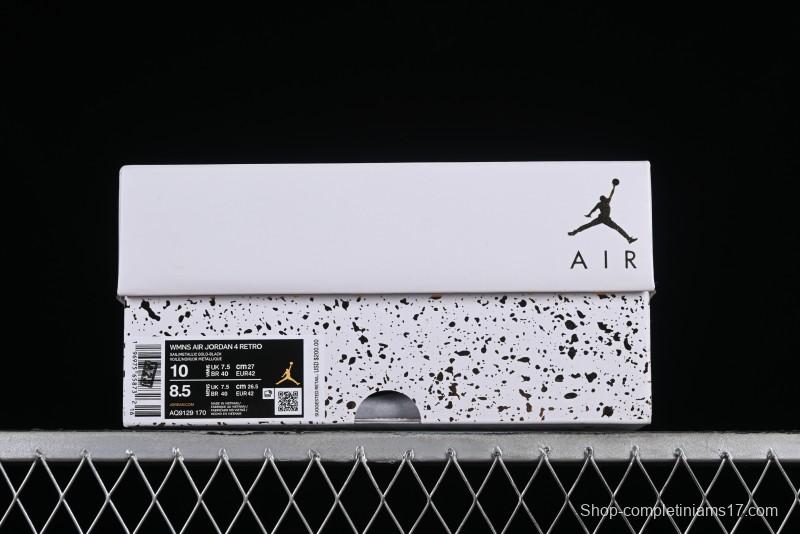 Nike Air Jordan 4 Retro Sneakers with Metallic Gold Design - AQ9129-170