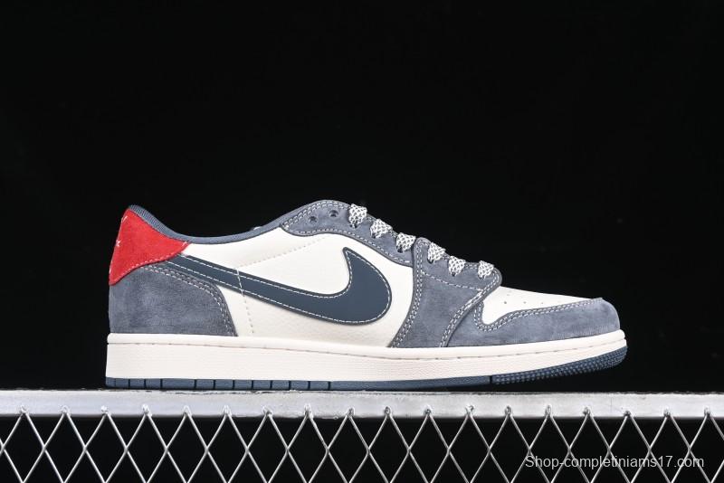 Nike Travis Scott x Fragment Design x Air Jordan 1 Low OG SP AJ1 CDG White Grey Low Top Casual Sneakers - DM9288-005