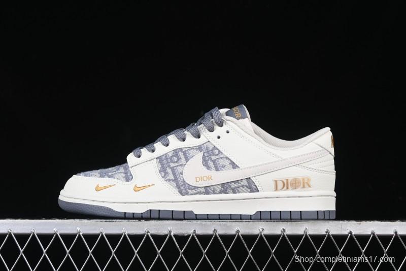 Nike SB Dunk Low Dior x Stone Island Triple Collaboration - Anniversary High-End Custom Low-Top Casual Sneakers - DM6868-043