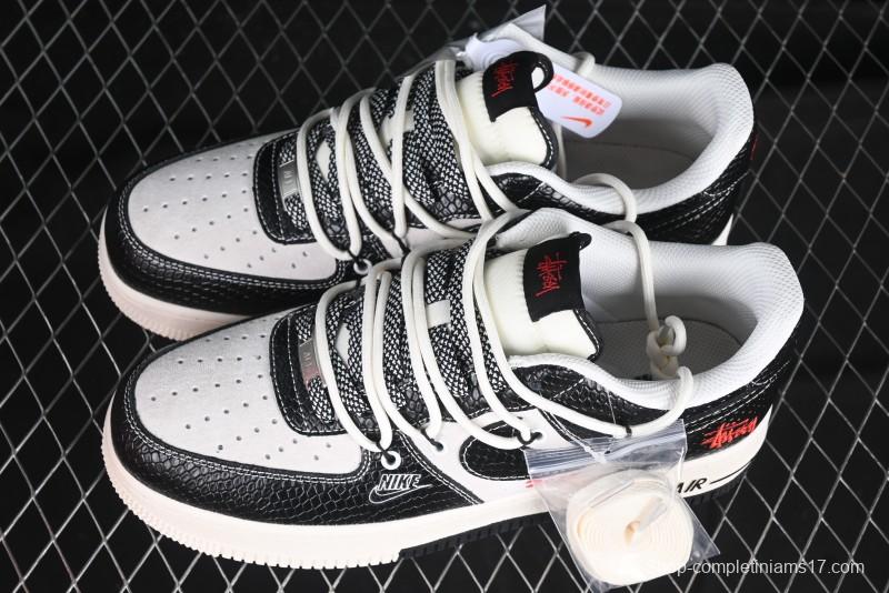 Nike Air Force 1 '07 Low Stussy Year of the Snake Limited Edition Black Snake Print Drawstring Casual Sneakers - DM6688-013