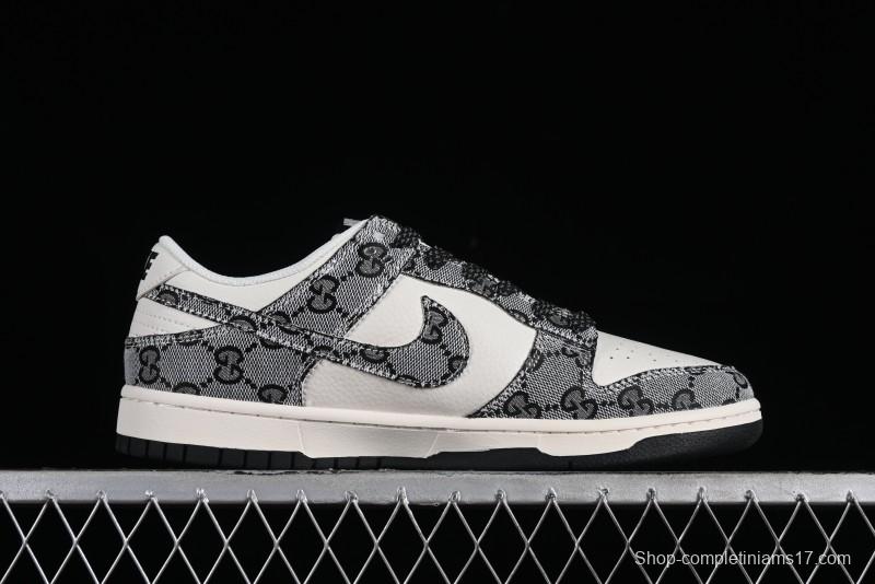Nike SB Dunk Low Gucci Collaboration - Grey Pattern Anniversary High-End Custom Low-Top Casual Skate Shoes - BB9676-311