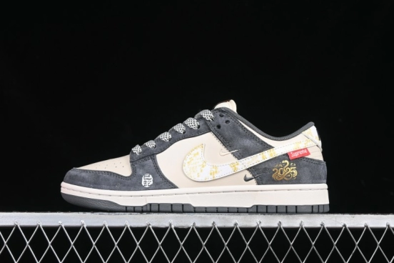 Nike SB Dunk Low Supreme Snake Year Collaboration White Hook Anniversary High-End Custom Low-Top Casual Skate Shoes - DM6868-016