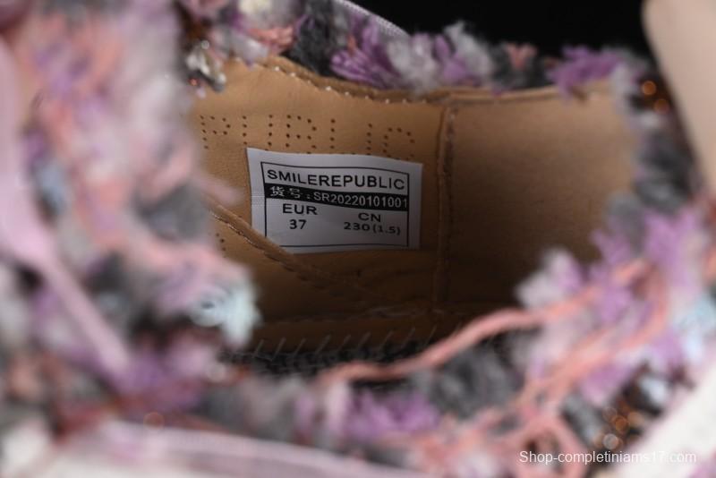 SMILEREPUBLIC SMILE Canvas Sneakers with Cut Wool Fringe and Unique Weaving - G.D4