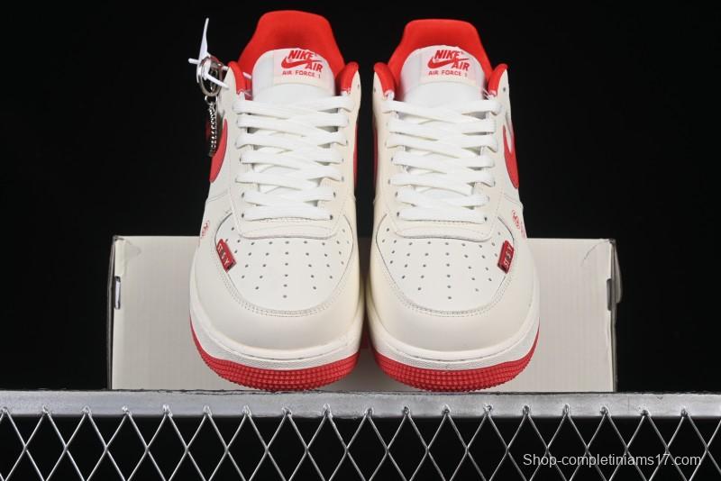 Nike Air Force 1 '07 Low Stussy Collaboration Beige Deep Orange Low-Top Casual Sneakers - DF0188-031