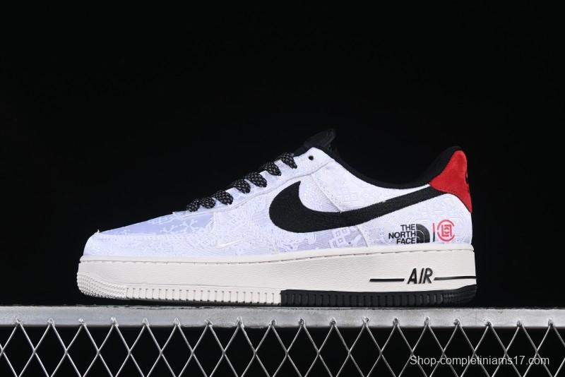 Nike Air Force 1 '07 Low North Face Edison Chen Collaboration White Silk Dual-Tone Casual Sneakers - DM6868-054