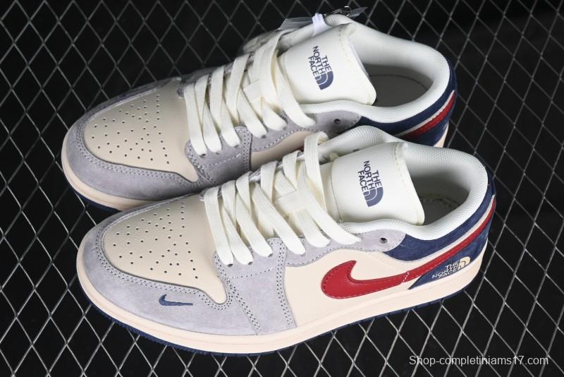 Nike Air Jordan 1 Low AJ1 The North Face Collaboration Grey Blue Red Hook Retro Basketball Shoes - DM9188-012