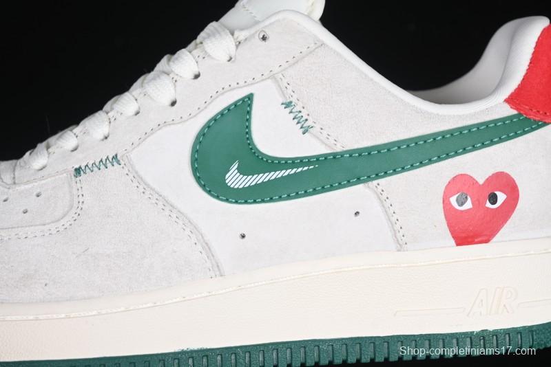 Nike Air Force 1 '07 Low CDG Play Collaboration Green Swoosh Low-Top Casual Sneakers - DF0188-033