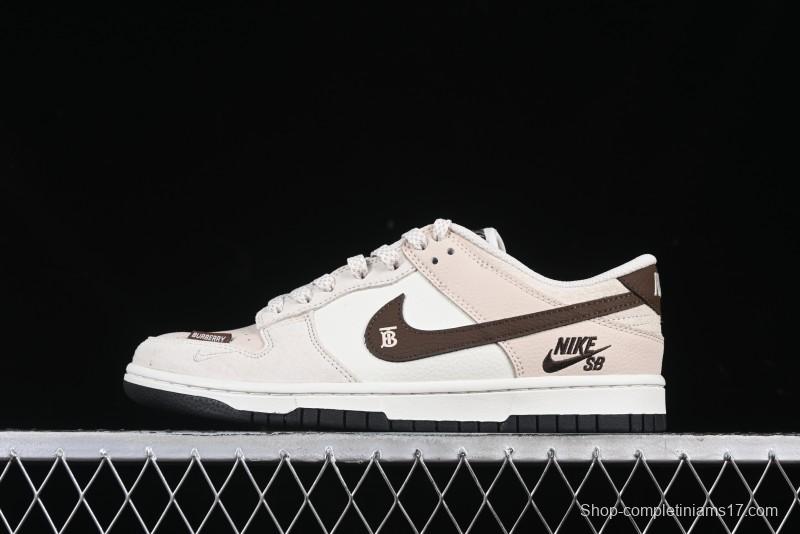 Nike SB Dunk Low Burberry Collaboration Patch Brown Swoosh Anniversary Custom Low-Top Casual Skate Shoes - DJ2024-088