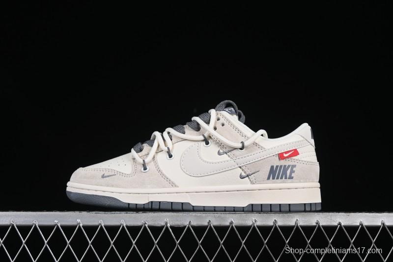 Nike SB Dunk Low Anniversary Collaboration Red Tag Beige Gray Customized Lace-Up Low-Top Casual Skate Shoes - XX3168-121