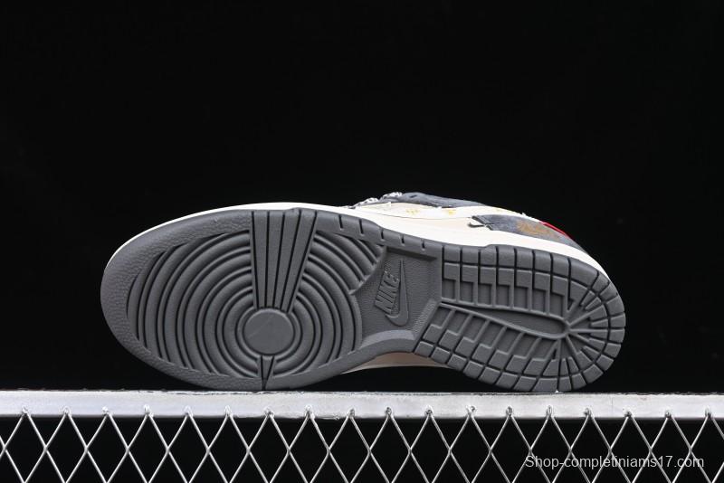 Nike SB Dunk Low Supreme Snake Year Collaboration White Hook Anniversary High-End Custom Low-Top Casual Skate Shoes - DM6868-016