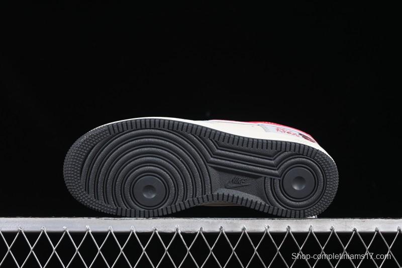 Nike Air Force 1 '07 Low Nezha Collaboration Grey Red Swoosh Casual Sneakers - DF0188-046