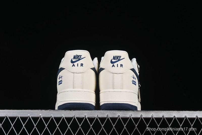 Nike Air Force 1 '07 Low Stussy Supreme Collaboration Checkerboard Beige Low-Top Casual Sneakers - DF0188-037