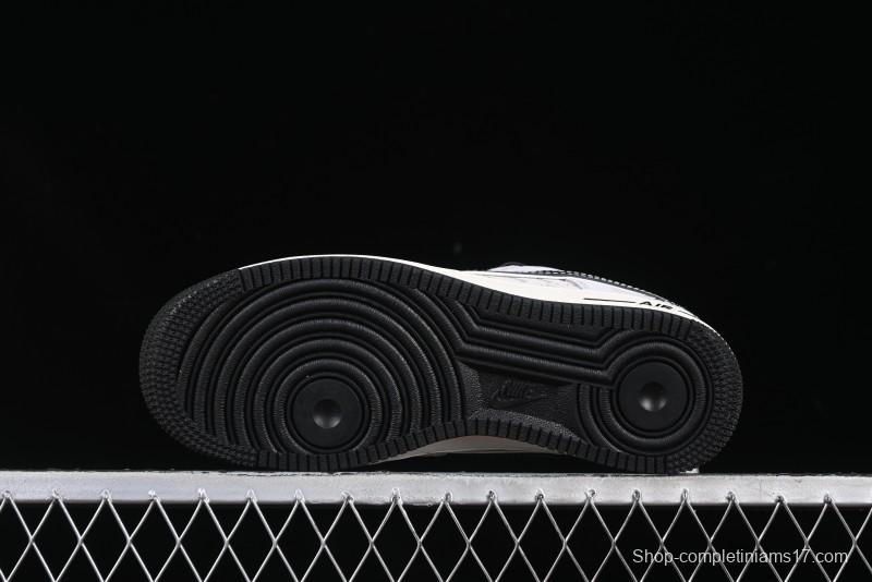 Nike Air Force 1 '07 Low Stussy Collaboration Silver Trim Black Swoosh Low-Top Casual Sneakers - XZ6188-912