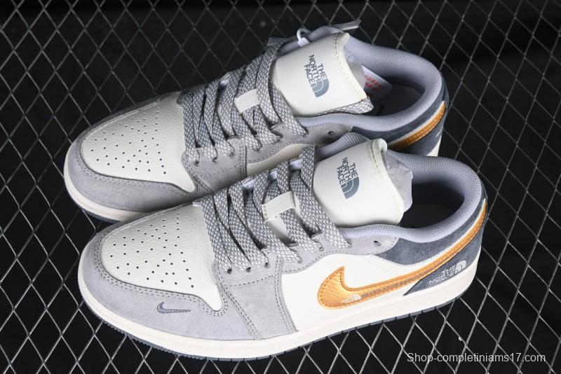 Nike Air Jordan 1 Low AJ1 The North Face Collaboration Pig Eight Gold Hook High-End Custom Retro Basketball Shoes - DM9188-015