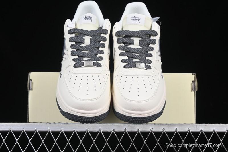 Nike Air Force 1 '07 Low Stussy Collaboration - Grey English Patchwork Low-Top Casual Sneakers - XZ3328-536