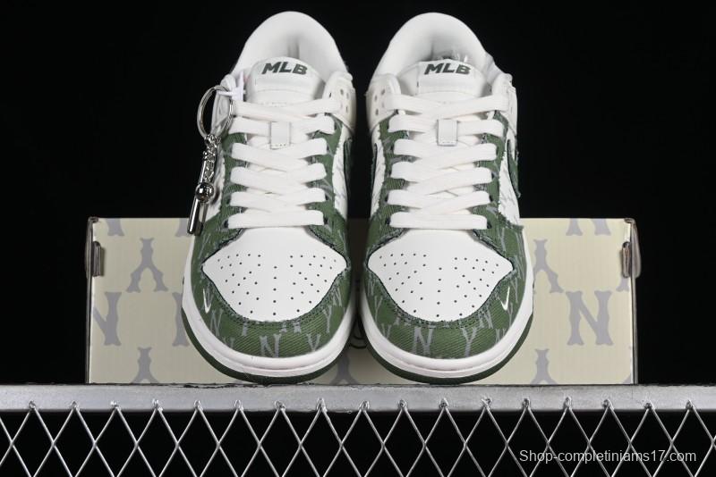 Nike SB Dunk Low MLB Collaboration - Green Denim Anniversary Custom Low-Top Casual Skate Shoes - DQ1098-345