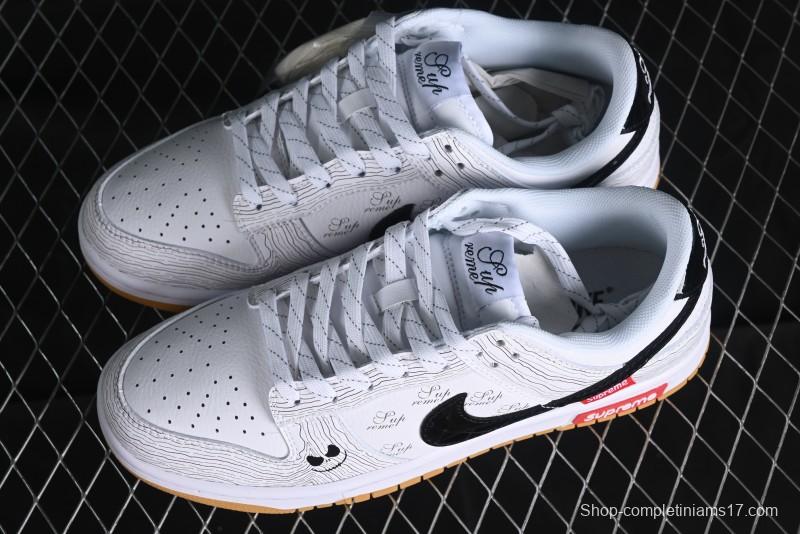 Supreme x Nike Dunk Low SB Casual Skate Shoes with Zoom Air Cushion - XD6188-034