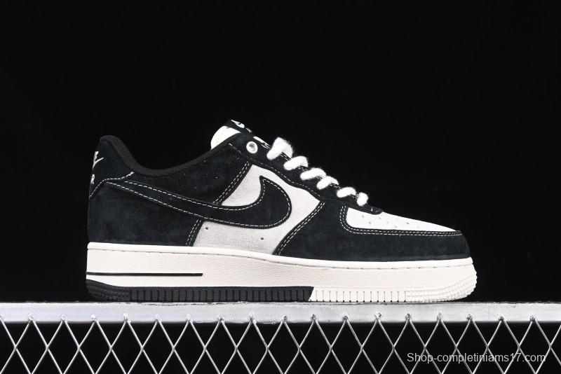 Nike Air Force 1 '07 Low Supreme Champion Collaboration Beige Black Mini Swoosh Casual Sneakers - SJ6698-019