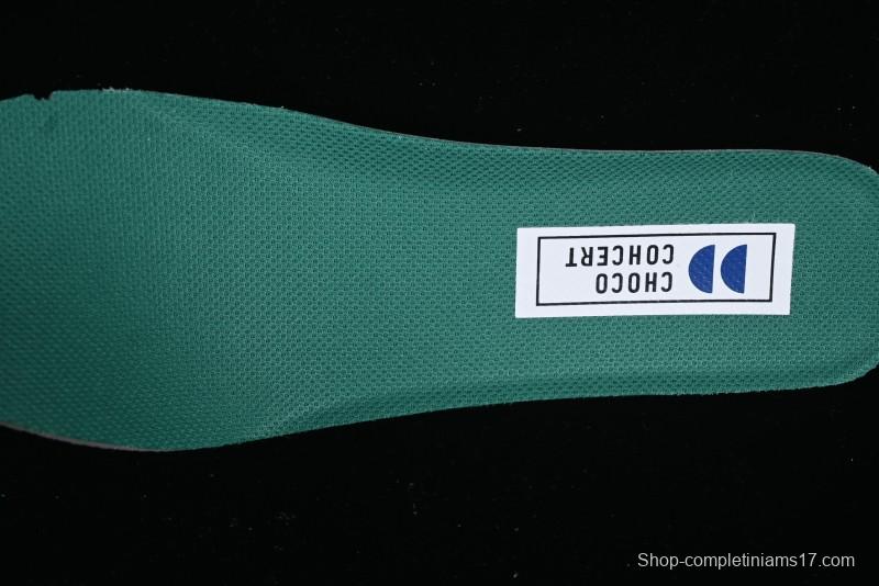 Choco Concert Leather Round Square Asymmetric Fashion Sneakers White Green - AJE5