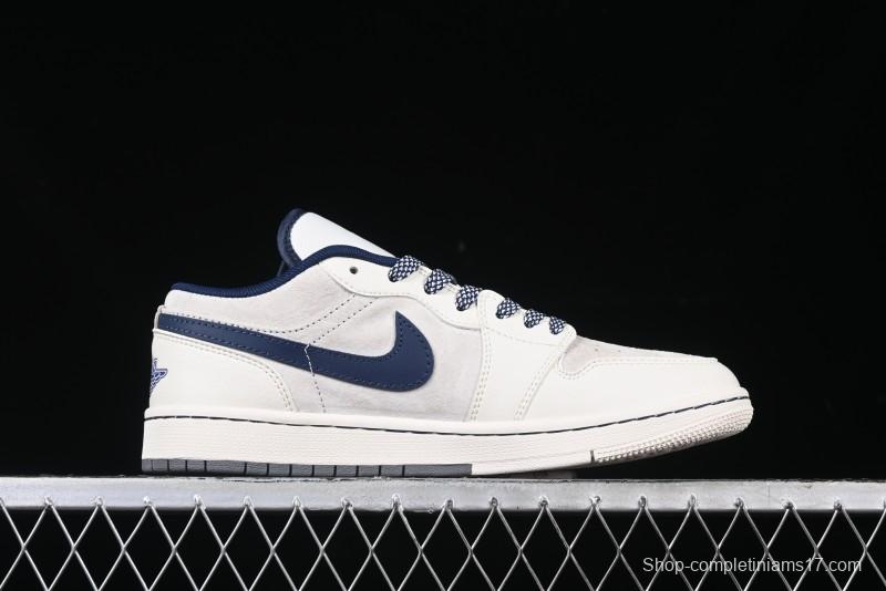 Nike Air Jordan 1 Low Stussy Collaboration - Light Grey Blue Hook Retro Basketball Shoes - SJ9950-046