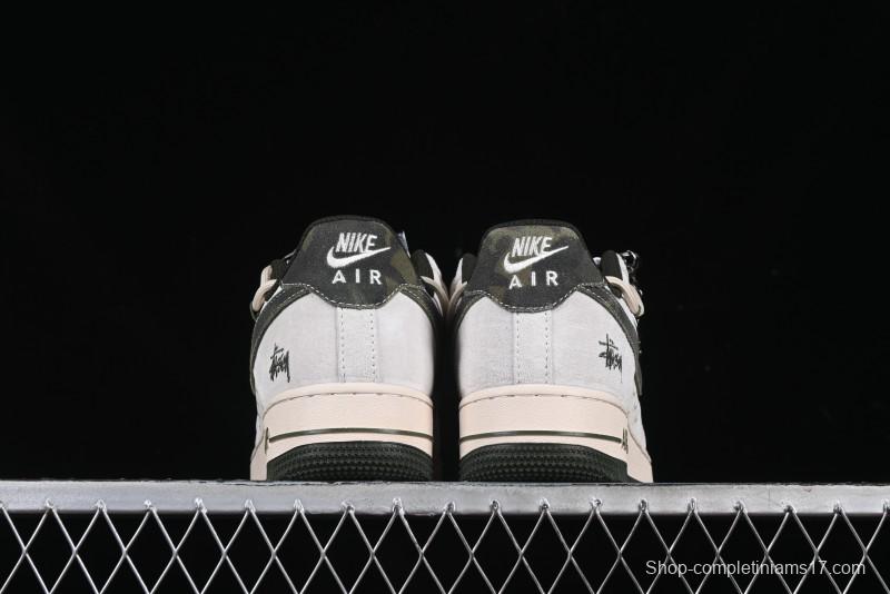 Nike Air Force 1 '07 Low Stussy Collaboration Camo Swoosh Drawstring Casual Sneakers - DM6688-014