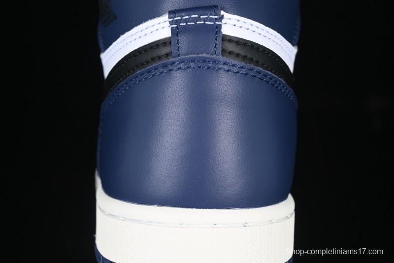 Nike Air Jordan 1 High OG "Midnight Navy" Basketball Shoes with Full Leather Construction - DZ5485-401