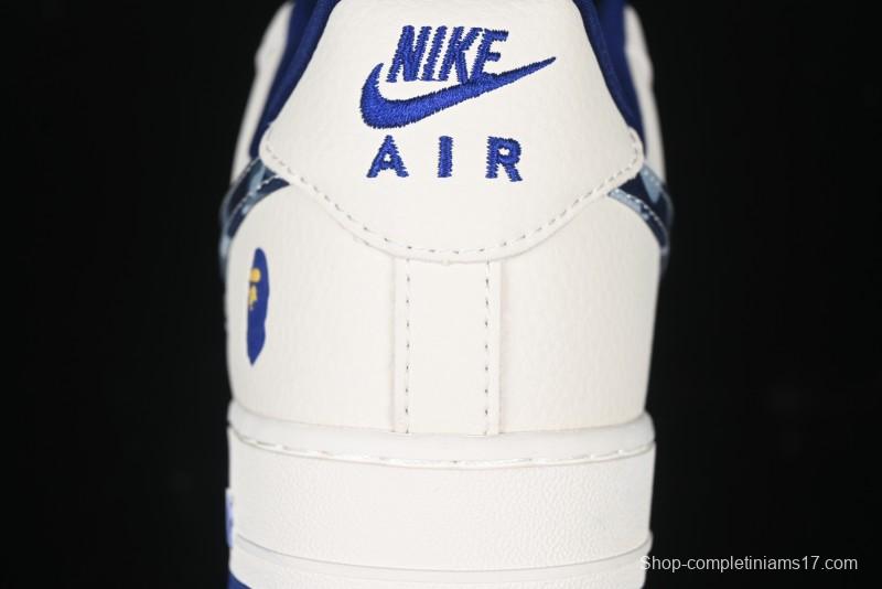 Nike Air Force 1 '07 Low Bape Collaboration - Blue Four Small Swoosh Casual Sneakers - KK1988-036