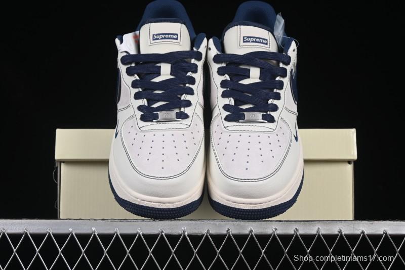 Nike Air Force 1 '07 Low Supreme Collaboration Navy Blue Line Low-Top Casual Sneakers - XZ6188-019
