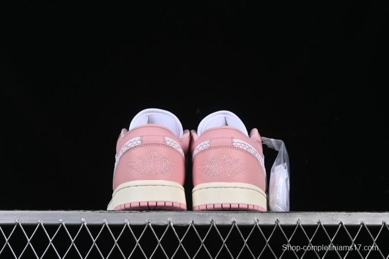 Nike Air Jordan 1 Low AJ1 Custom White Pink Low-Top Casual Lifestyle Sneakers - DC0774-162