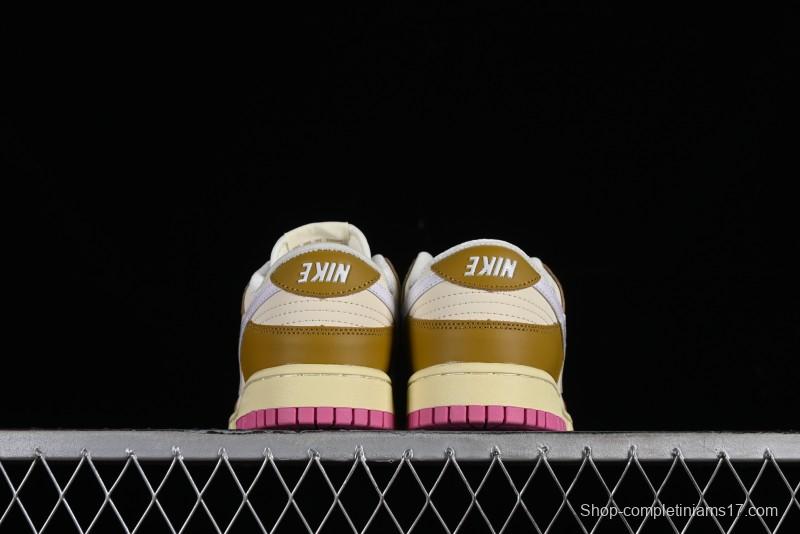 Nike Dunk Low "Just Do It" SB Low-Top Casual Skate Shoes in Coconut Milk and Pink - FD8683-700