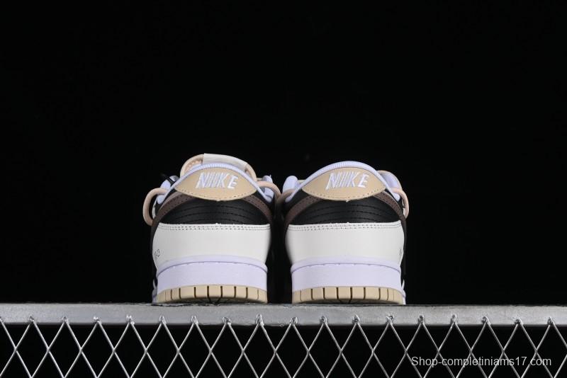 Nike Dunk Low Chestnut Letter High Street Black Brown Deconstructed SB Strap Low Top Casual Skate Shoes - DV0831-003
