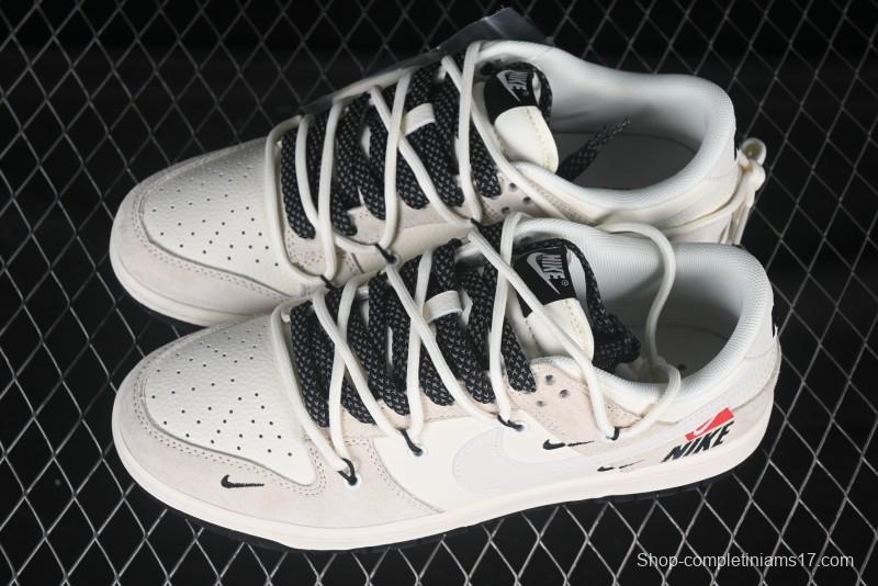 Nike SB Dunk Low Collaboration Sneakers - Red Tag Beige Black Anniversary Custom Edition - XX3168-118