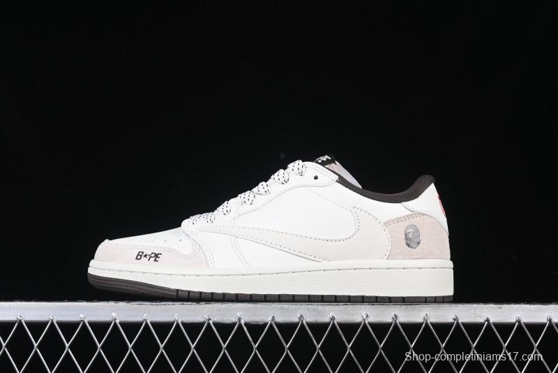 Nike Travis Scott x Fragment Design x Air Jordan 1 Low OG SP AJ1 Bape Collaboration Sneakers - AG3702-807