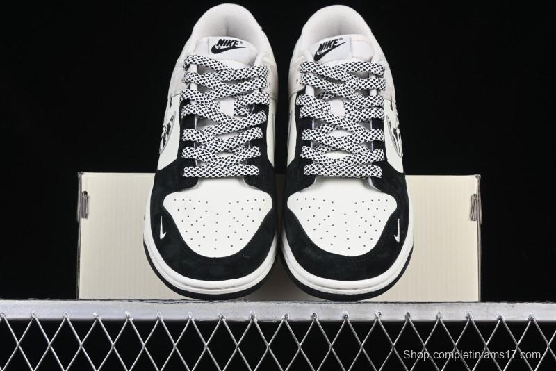 Nike SB Dunk Low Stussy Collaboration Zebra Black White Swoosh Anniversary Custom Low-Top Casual Skate Shoes - DJ2024-060