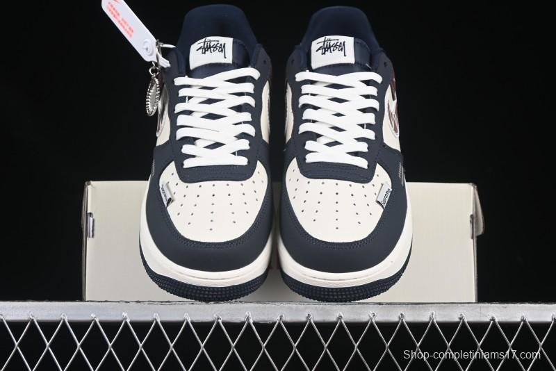 Nike Air Force 1 '07 Low Stussy Collaboration White Blue Chocolate Low-Top Casual Sneakers - KK1988-061