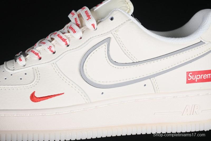 Nike Air Force 1 '07 Low Supreme Collaboration Off-White Crystal Custom Casual Sneakers - XZ6188-715