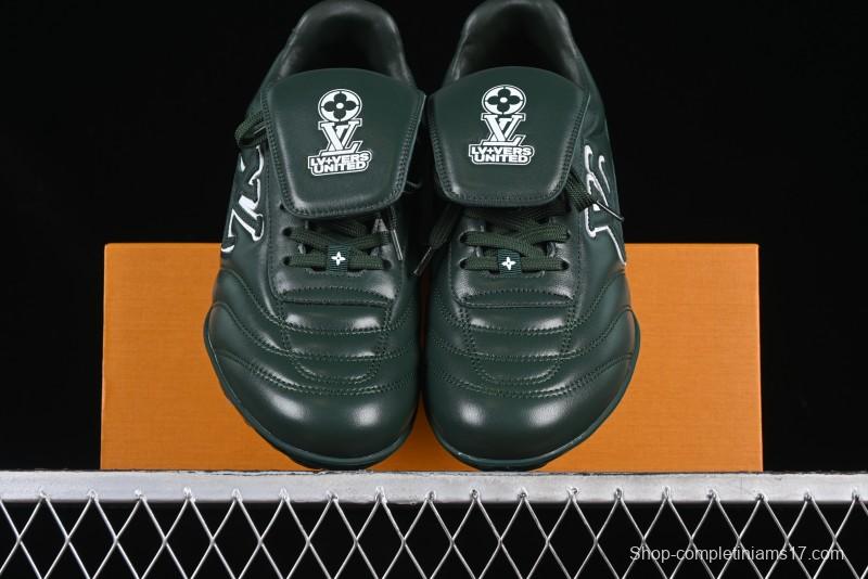 Louis Vuitton Footprint Soccer 2025 Spring Summer Collection Round Toe Lace-Up Low Top Lifestyle Casual Shoes - D.GREEN