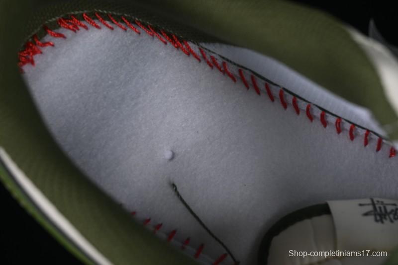 Nike Air Force 1 '07 Low Stussy Collaboration Dual-Tone Beige Green Casual Sneakers with Strap - XS1958-525