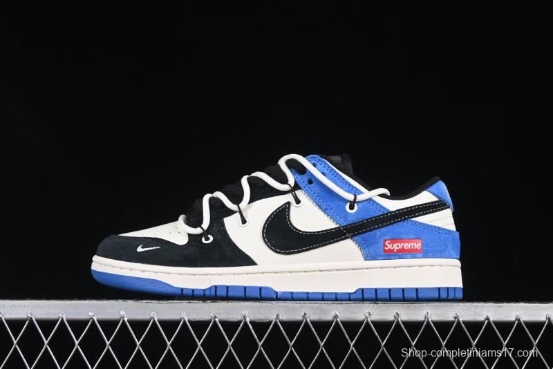 Nike SB Dunk Low Sup Series Strap Black White Black Swoosh Anniversary Custom Low-Top Casual Skate Shoes - YX5066-271