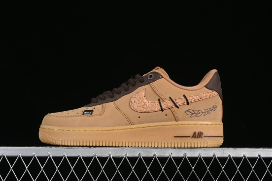 Nike Air Force 1'07 Low Wheat Casual Sneakers with Full-Length Air Cushion - CJ9179-200