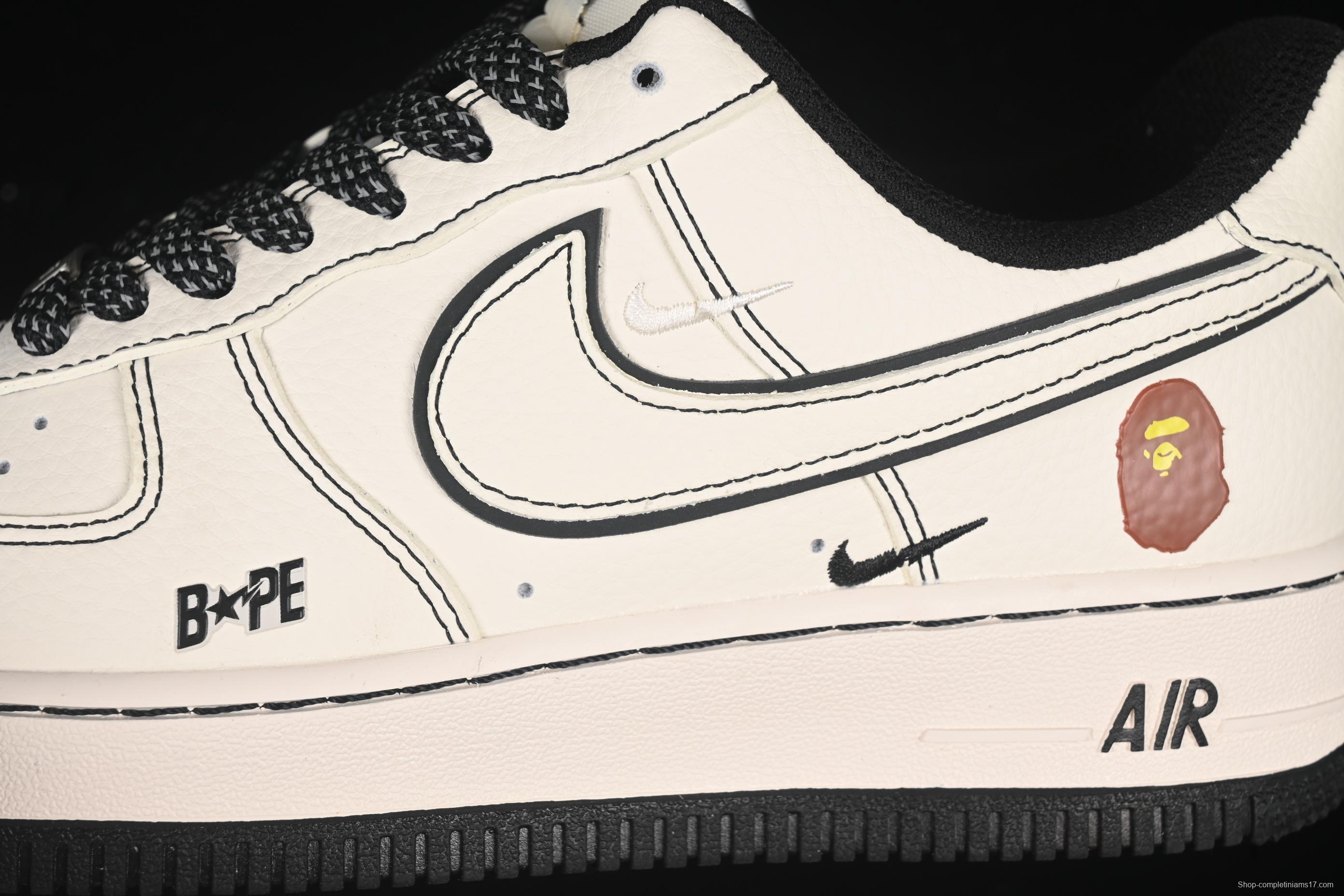 Nike Air Force 1 '07 Low Bape Collaboration Black Line Starry Sky Casual Sneakers - HH7518-067