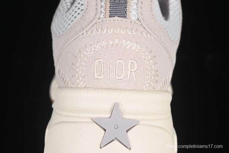 Dior Chrono Round Toe Lace-Up Lifestyle Casual Running Sneakers - 24W Beige