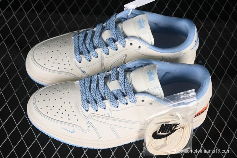 Nike Travis Scott x Fragment Design x Air Jordan 1 Low OG SP AJ1 Retro Sneakers with Unique Colorway - ZH2598-229