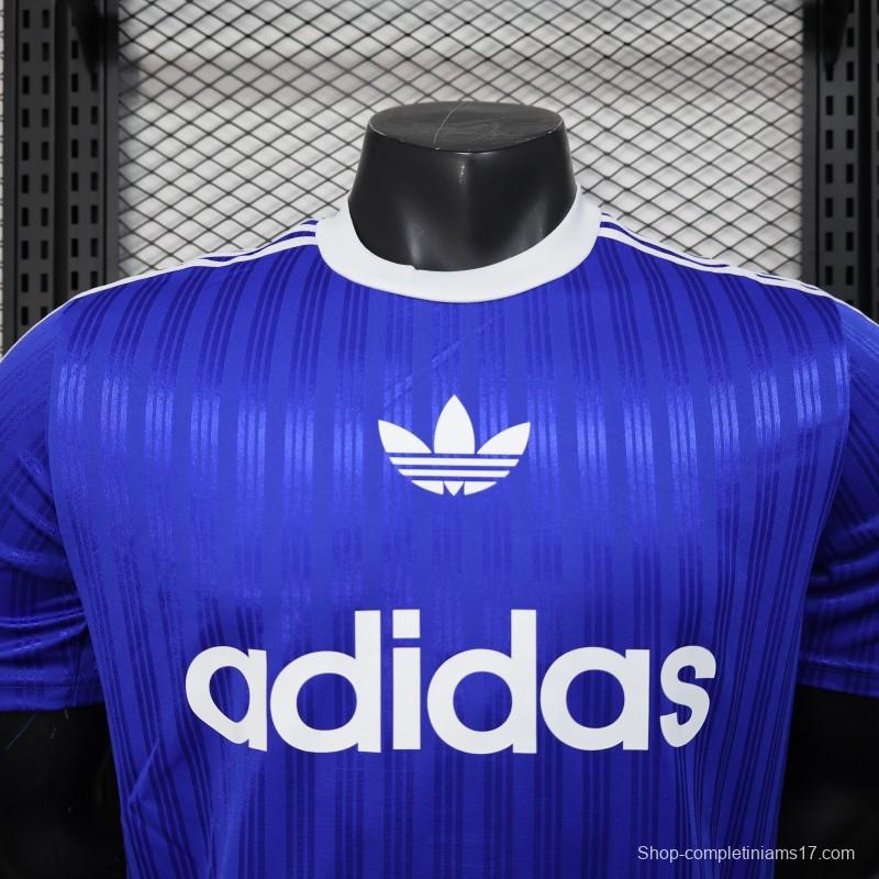 Player Version 2025 Adidas Blue with Striped Design Jersey