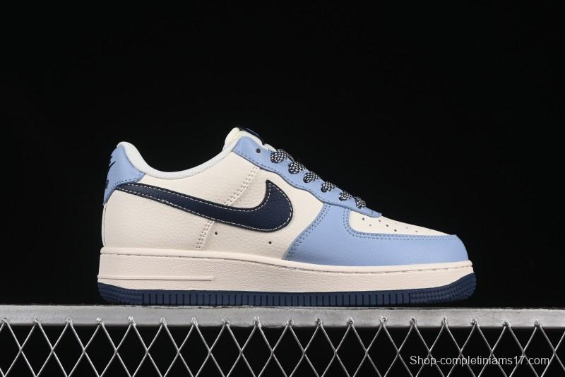 Nike Air Force 1 '07 Low Bape Collaboration Light Blue Swoosh Casual Sneakers - XS1958-554